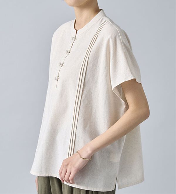 BELLUNA（ベルーナ）の「綿麻素材チャイナボタンゆったりブラウス（ブラウス）」｜詳細画像