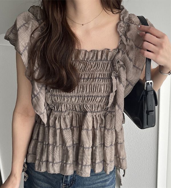 GeeRA（ジーラ）の「フリルシャーリングブラウス（ブラウス）」｜詳細画像