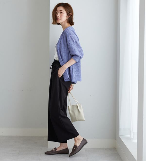 BELLUNA（ベルーナ）の「波柄シアージャカード素材カーディガン（ニットカーディガン）」｜詳細画像