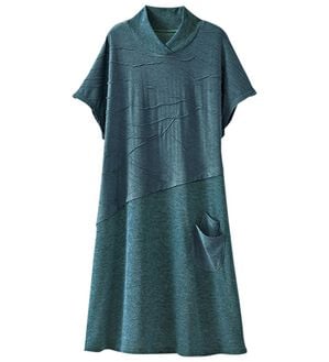 BELLUNA（ベルーナ）の「タックジャカード素材切替チュニック（チュニック）」｜杢ターコイズ