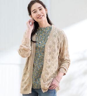 ルフラン（ルフラン）の「リネンタッチの透かし編みカーディガン（その他ジャケット）」｜詳細画像