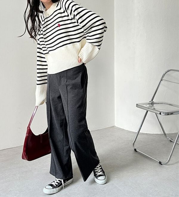 GeeRA（ジーラ）の「美脚ストレッチセミワイドパンツ（ワイドパンツ・ガウチョ）」｜詳細画像