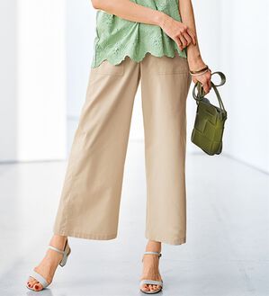 BELLUNA（ベルーナ）の「麻入りストレッチ素材ベイカーワイドパンツ（ワイドパンツ・ガウチョ）」｜アイボリー