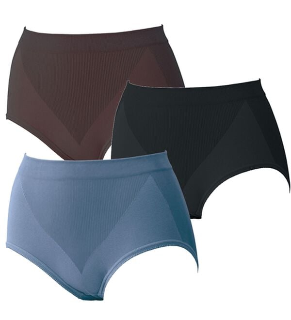 LAVIENNE（ラヴィエンヌ）の「綿混のびのびフィットミラクるショーツ（ショーツ）」｜3色組(ﾓｶ･ﾌﾞﾗｯｸ･ﾌﾞﾙｰ)