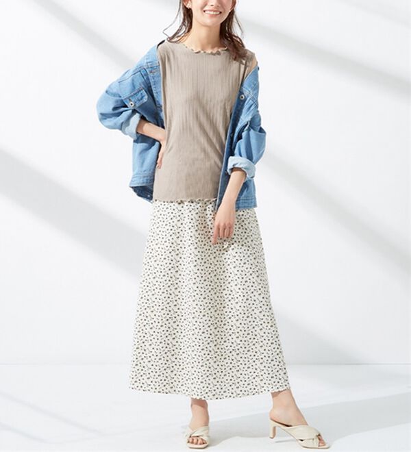 alotta（アロッタ）の「メロウ使いテレコリブタンクトップ（タンクトップ・キャミソール）」｜グレージュ