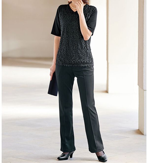 BELLUNA（ベルーナ）の「【２枚組】汗が乾きやすい！フォーマル対応レースデザインブラウス（ブラウス）」｜詳細画像