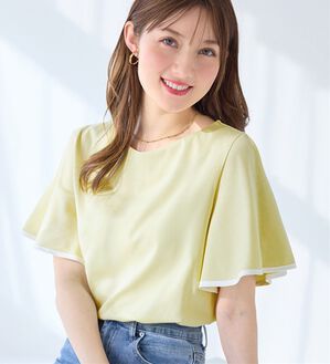 alotta（アロッタ）の「【接触冷感】配色フレアスリーブトップス（カットソー）」｜詳細画像