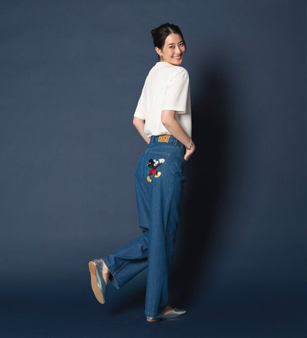 BELLUNA（ベルーナ）の「＜Ｄｉｓｎｅｙ＞刺しゅうデニムパンツ（ワイドパンツ・ガウチョ）」｜詳細画像