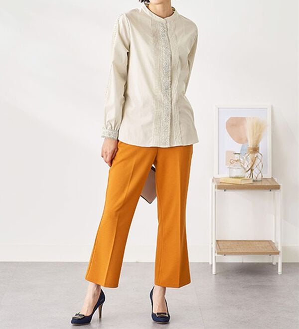 BELLUNA（ベルーナ）の「綿１００％レース&times;ピンタックデザインブラウス（ブラウス）」｜詳細画像