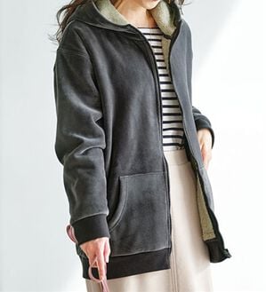 BELLUNA（ベルーナ）の「【快適Ｌａｂ．】リッチベロア素材裏ボアパーカー（パーカー）」｜チャコール