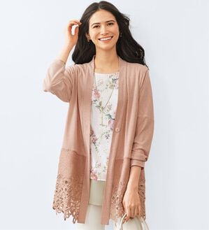 BELLUNA（ベルーナ）の「花柄ブラウス&times;レースカーデアンサンブル（チュニック）」｜ピンク系