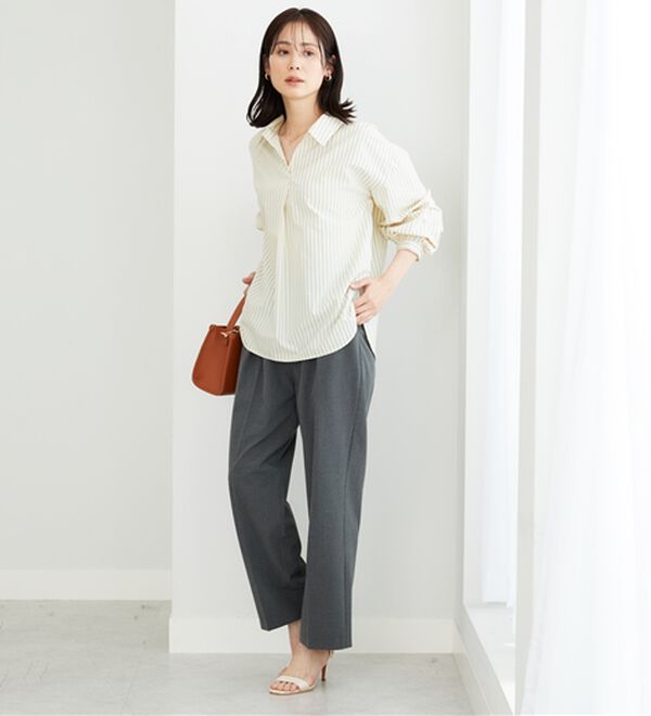 BELLUNA（ベルーナ）の「【新色追加】袖タックデザインスキッパーシャツ（シャツ）」｜詳細画像