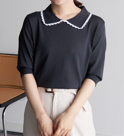 RANAN（ラナン）の「衿レースデザインサマーニット（ニット・セーター）」
