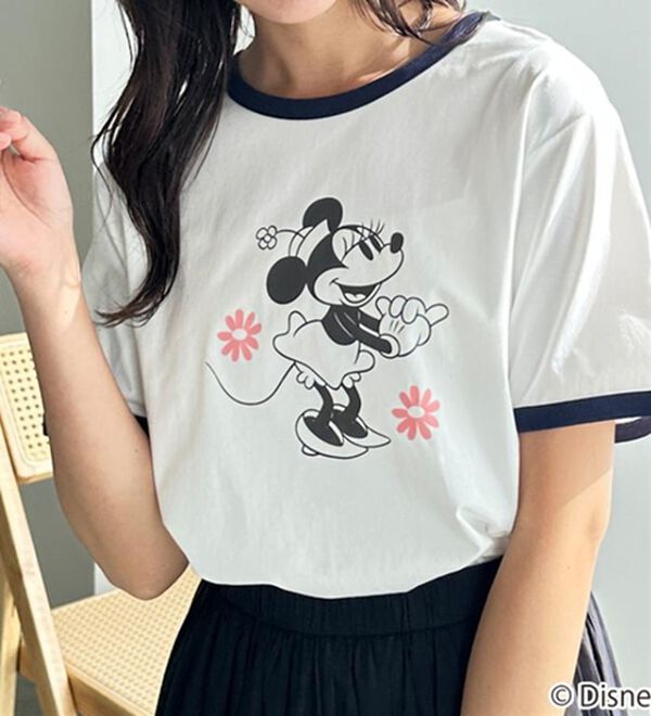 GeeRA（ジーラ）の「【Disney/ディズニー】別注/Mickey Mouse＆Minnie Mouse/リンガープリントTシャツ（カットソー）」｜詳細画像