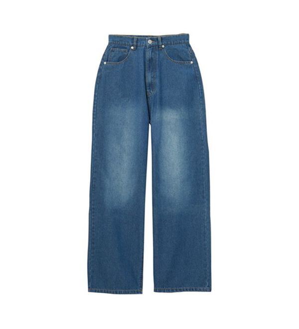 サイドラインワイドデニムパンツ セール】サイドラインデザイン ワイドデニムパンツ（デニム