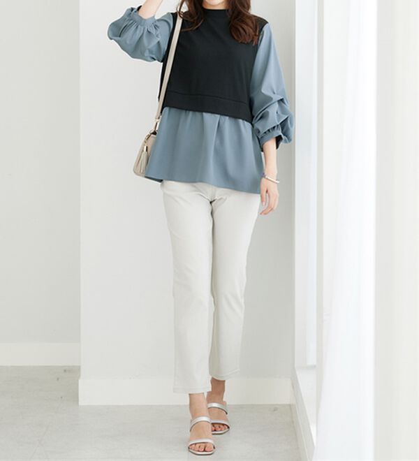 BELLUNA（ベルーナ）の「異素材切替袖タックデザインチュニック（チュニック）」｜詳細画像