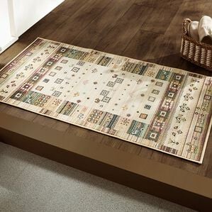 「ベルギー製綿混モケット織玄関マット「ギャベ」（玄関マット）」｜レッド