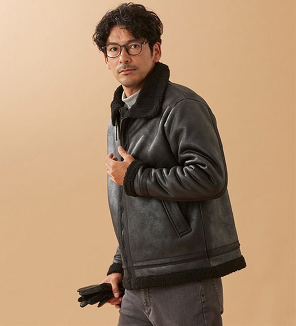「裏ボアレザー調ジャケット（メンズジャケット）」｜詳細画像