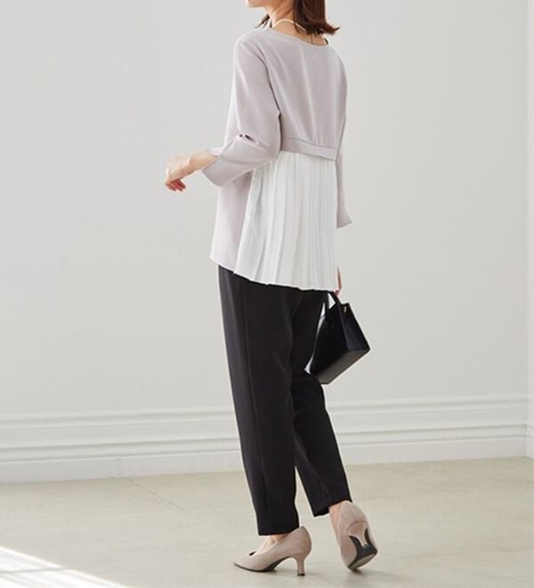 RANAN（ラナン）の「楽ちんキレイ見え！バックプリーツセットアップ（ブラウススーツ）」｜詳細画像
