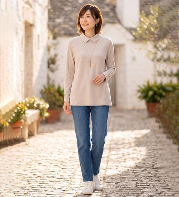 ルフラン（ルフラン）の「柔らかコットン衿付プルオーバー（カットソー）」｜詳細画像