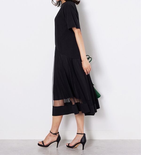 BELLUNA（ベルーナ）の「【Ｌａｇｒｉｌｕａ】裾チュール切替ロング丈ワンピース（カットソーワンピース）」｜詳細画像