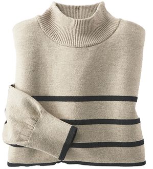 BELLUNA（ベルーナ）の「＜極み編＞肌心地ふんわりハイネックニット（ニット・セーター）」｜ベージュ&times;黒