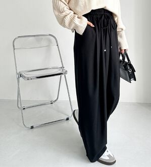 GeeRA（ジーラ）の「【体型カバー】上品なのにラクちんワイドパンツ（フルレングスパンツ）」｜ブラック