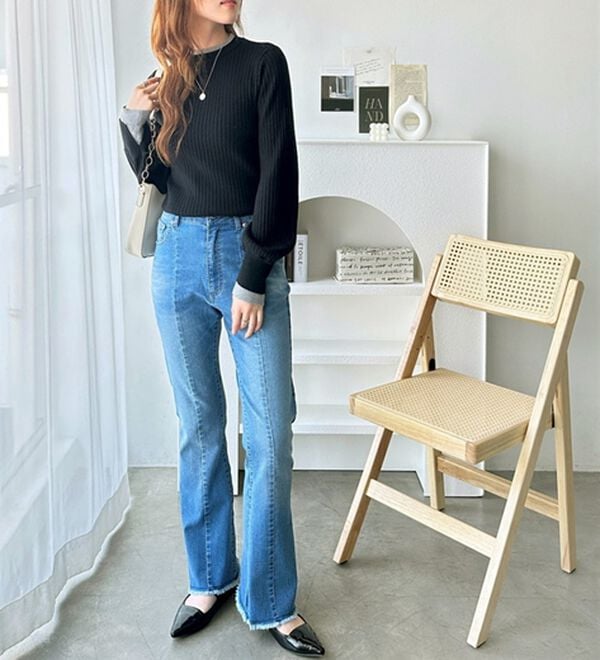 GeeRA（ジーラ）の「【再入荷】レイヤード風モチっと柔らかリブニット（ニット・セーター）」｜詳細画像