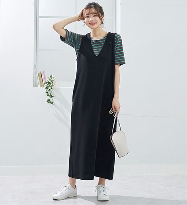 BELLUNA（ベルーナ）の「シュッと体型カバー！－３ｋｇ見えポコポコエンボス素材ジャンパースカート（ジャンパースカート）」｜詳細画像