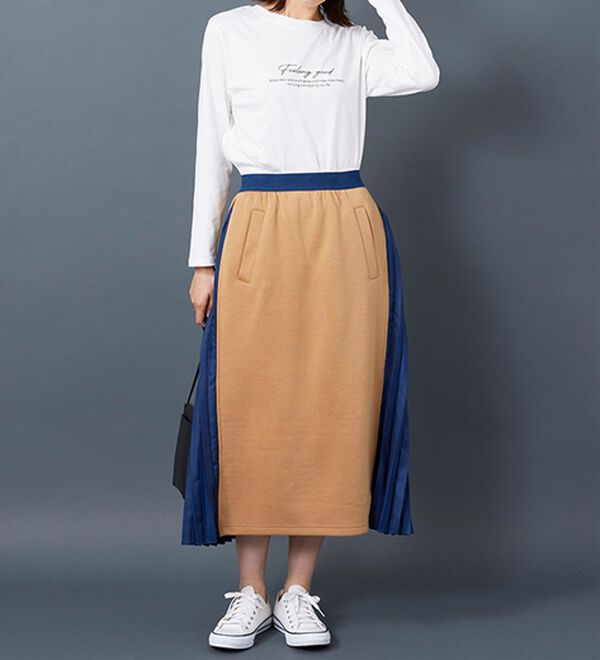 BELLUNA（ベルーナ）の「【Ｌａｇｒｉｌｕａ】配色プリーツデザインフレアースカート（ロングスカート）」｜詳細画像