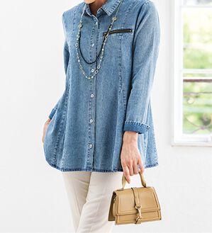ルフラン（ルフラン）の「ジッパー使いのデニムチュニック（シャツ）」｜ケミカル