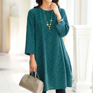 BELLUNA（ベルーナ）の「ジャカード切替コクーンチュニック（チュニック）」｜グリーン