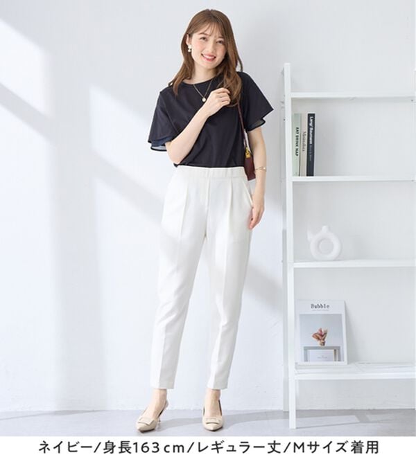 alotta（アロッタ）の「【接触冷感】＜丈が選べる＞袖口シフォンＴシャツチュニック（カットソー）」｜詳細画像