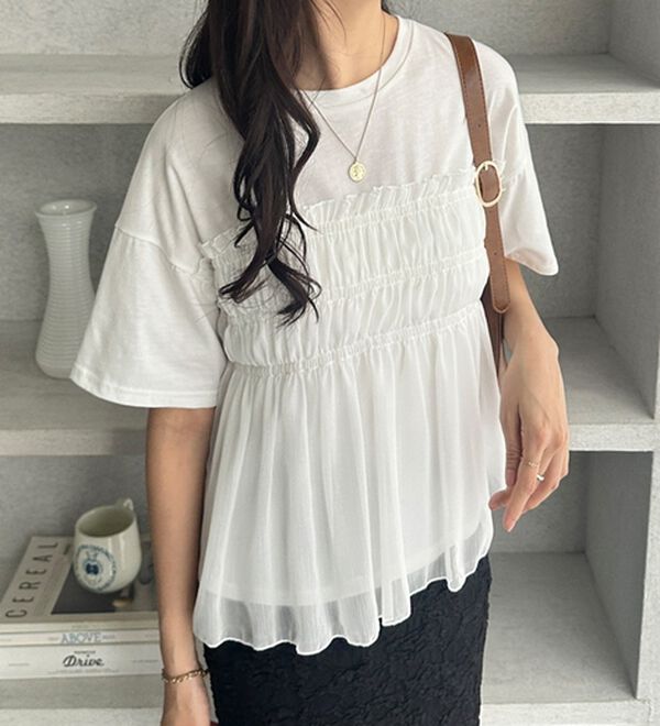 GeeRA（ジーラ）の「シアービスチェドッキングＴシャツ（カットソー）」｜詳細画像