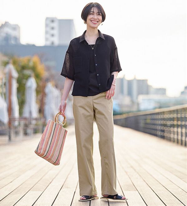 BELLUNA（ベルーナ）の「新感覚！メッシュデニムワイドパンツ（フルレングスパンツ）」｜詳細画像