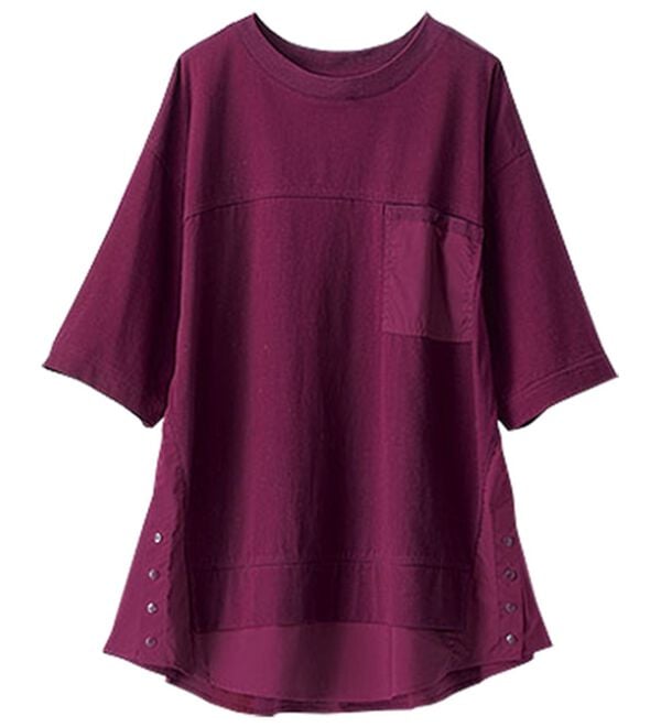 BELLUNA（ベルーナ）の「異素材切替裾ボタンデザインプルオーバー（カットソー）」｜詳細画像