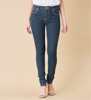 alotta（アロッタ）の「美脚ストレッチスキニーデニムパンツ（フルレングスパンツ）」｜ネイビー