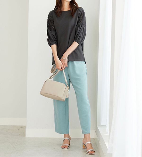 BELLUNA（ベルーナ）の「ボリューム袖レース切替プルオーバー（カットソー）」｜詳細画像