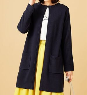 BELLUNA（ベルーナ）の「嬉しい機能付！ミラノリブカーディガン（ニットカーディガン）」｜ネイビー