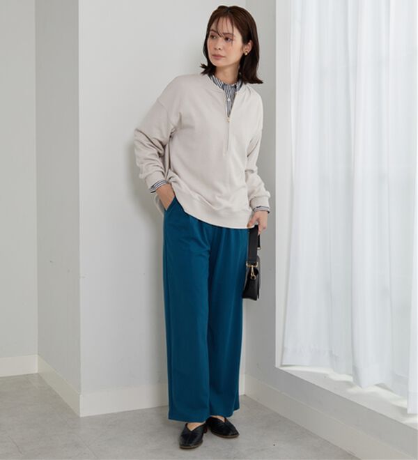 BELLUNA（ベルーナ）の「リブ使いハーフジップ裏毛プルオーバー（カットソー）」｜詳細画像