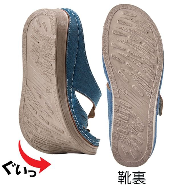 BELLUNA（ベルーナ）の「デニム調花モチーフミュール（サンダル・ミュール）」｜詳細画像