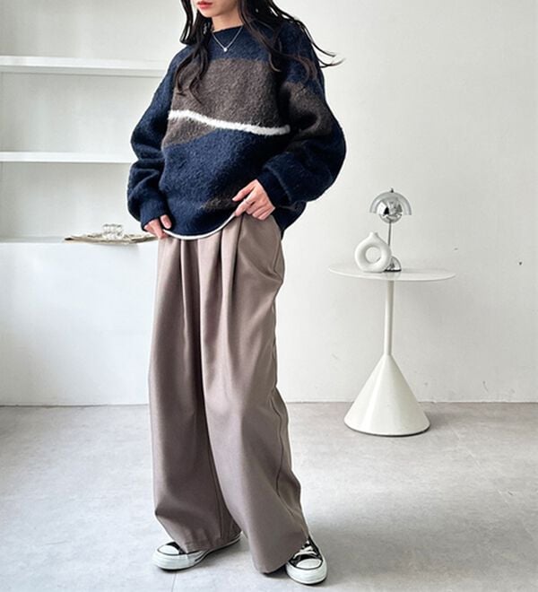 GeeRA（ジーラ）の「ウールライクダブルタックイージーパンツ（フルレングスパンツ）」｜詳細画像