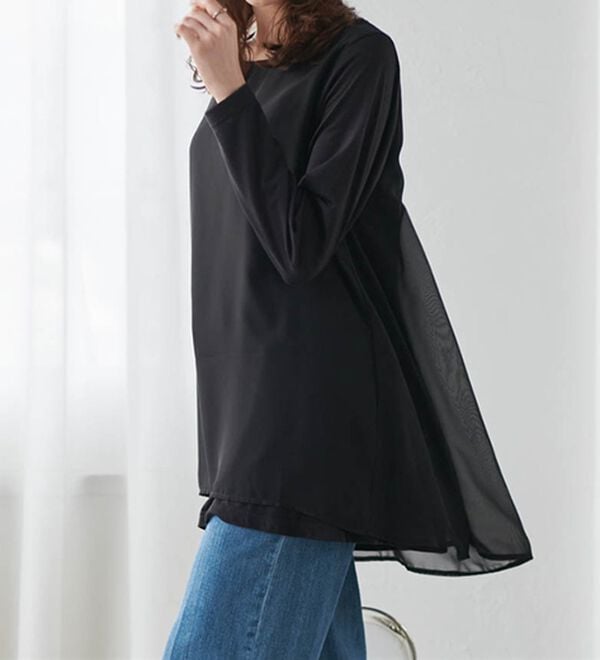 RANAN（ラナン）の「異素材切替フレアーチュニック（チュニック）」｜詳細画像