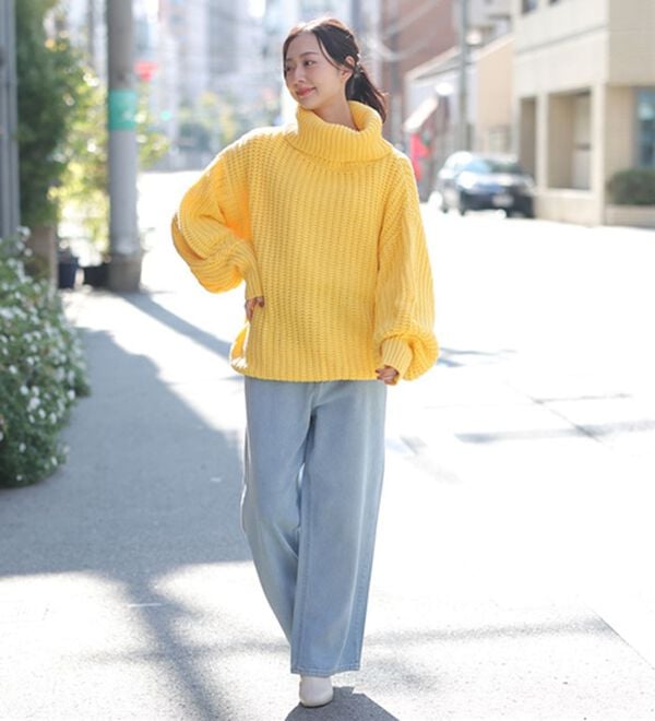 A HAPPY MARILYN（アハッピーマリリン）の「【Ｌ～４Ｌ】カラーを楽しむおしゃゆるチャンキーニット（ニット・セーター）」｜詳細画像