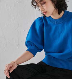 RANAN（ラナン）の「ボリュームパフスリーブニットトップス（ニット・セーター）」｜ブルー