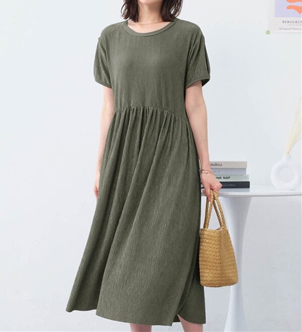 Viola e Viola（ヴィオラ エ ヴィオラ）の「【５つの機能付】楽ちんジャカードワンピース（カットソーワンピース）」｜詳細画像