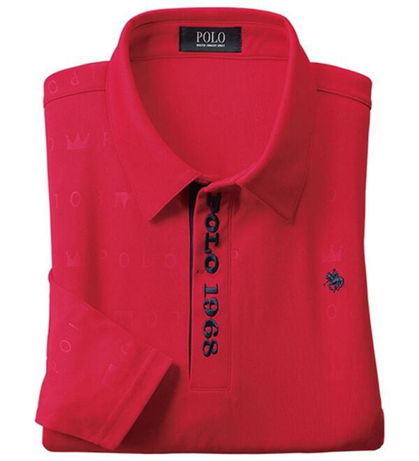 「＜ポロ・ビーシーエス＞好印象エンボスポロシャツ（メンズポロシャツ）」｜レッド
