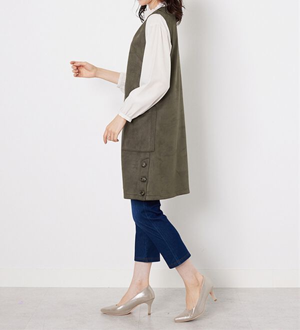 BELLUNA（ベルーナ）の「スエード調サイドボタンジャンパードレス（ジャンパースカート）」｜詳細画像