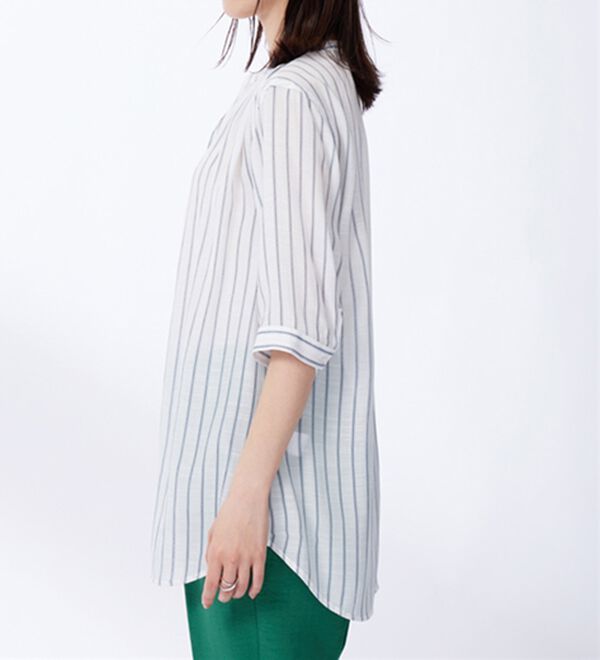 BELLUNA（ベルーナ）の「スラブ素材スキッパーデザインシャツチュニック（チュニック）」｜詳細画像