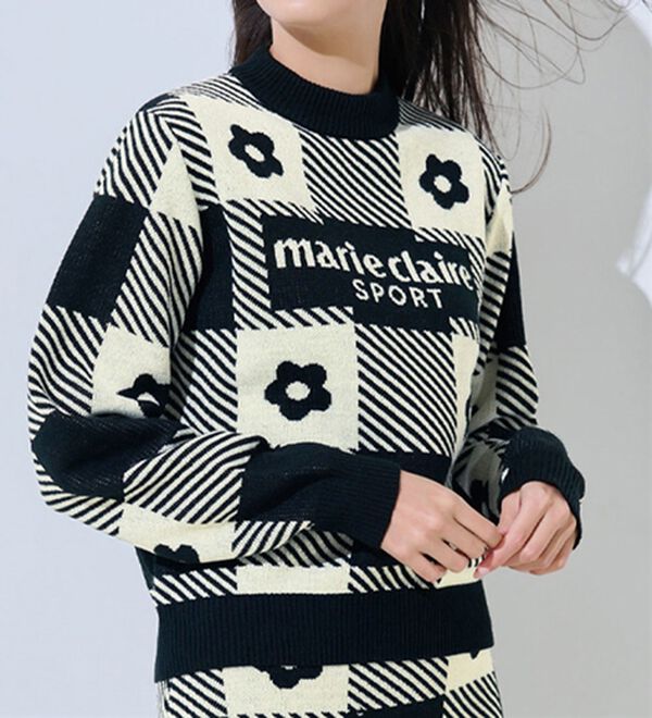 RANAN（ラナン）の「ジャカードニットプルオーバー＜ｍａｒｉｅ　Ｃｌａｉｒｅ　ＳＰＯＲＴ＞（ニット・セーター）」｜モノトーン系
